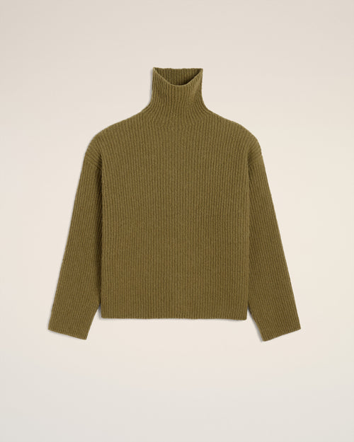 Green Wool Funnel Neck Sweater - 1 - Ami Paris