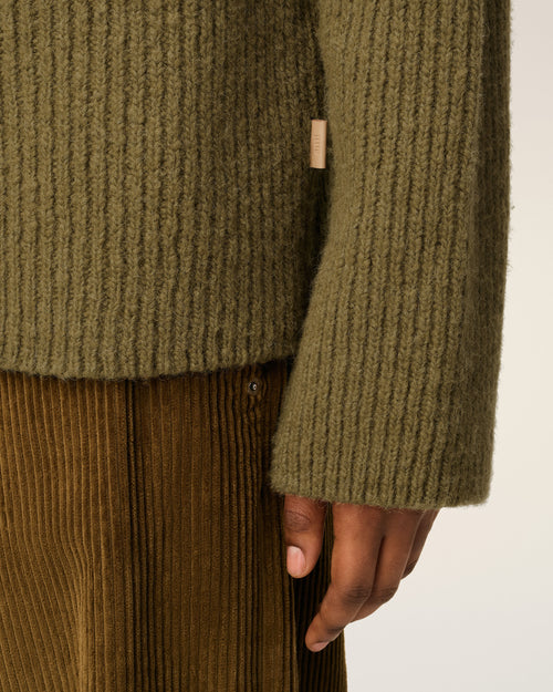 Green Wool Funnel Neck Sweater - 4 - Ami Paris