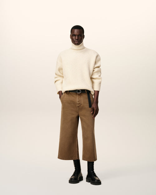 White Wool Funnel Neck Sweater - 2 - Ami Paris