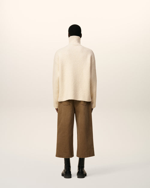 White Wool Funnel Neck Sweater - 5 - Ami Paris