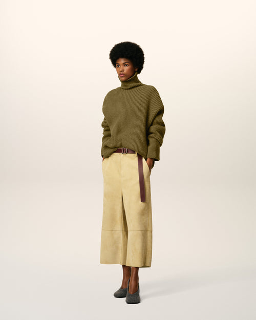                             Green Wool Funnel Neck Sweater - 3                         - Ami Paris