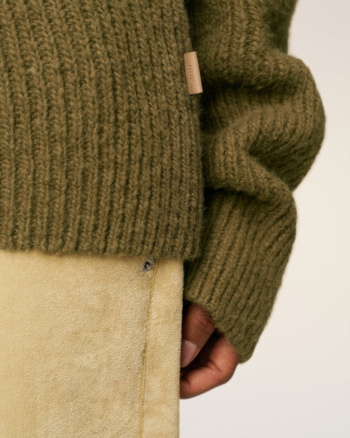 Green Wool Funnel Neck Sweater - 10 - Ami Paris