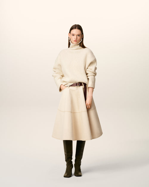                                     White Wool Funnel Neck Sweater - 3                                 - Ami Paris