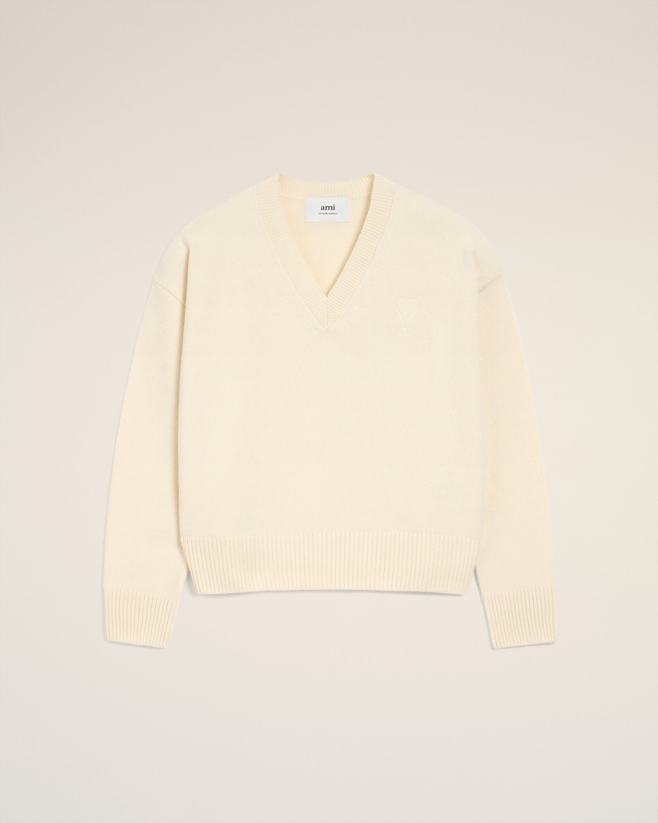 バーガンディ ウール Ami De Coeur Vネック セーター チェリー | AMI PARIS