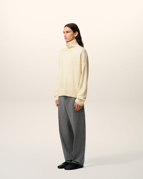 Jersey de cuello embudo Ami de Cœur de lana blanca - 6 - Ami Paris