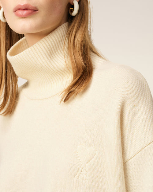 Jersey de cuello embudo Ami de Cœur de lana blanca - 10 - Ami Paris