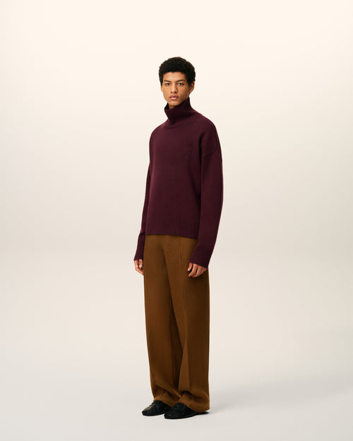 Jersey de cuello embudo Ami de Cœur de lana burdeos - 6 - Ami Paris