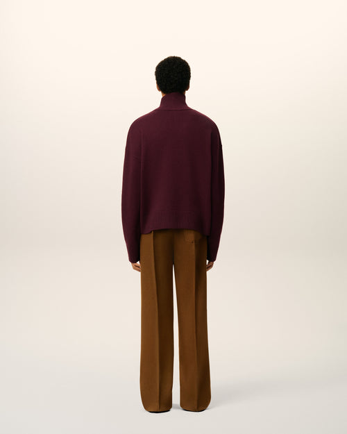Jersey de cuello embudo Ami de Cœur de lana burdeos - 5 - Ami Paris