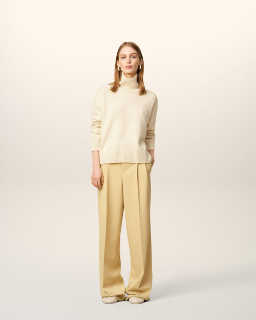                             White Wool Ami De Coeur Funnel Neck Sweater - 3                         - Ami Paris