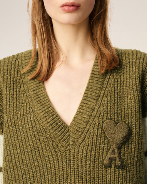 Green Wool College Sweater - 10 - Ami Paris