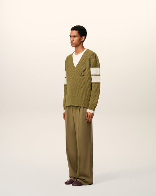 Green Wool College Sweater - 6 - Ami Paris