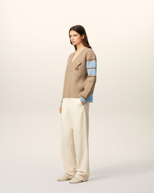 Brown Wool College Sweater - 12 - Ami Paris