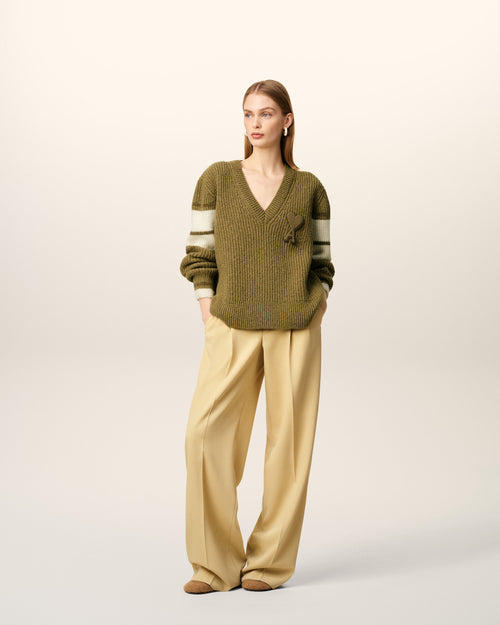                             Green Wool College Sweater - 3                         - Ami Paris