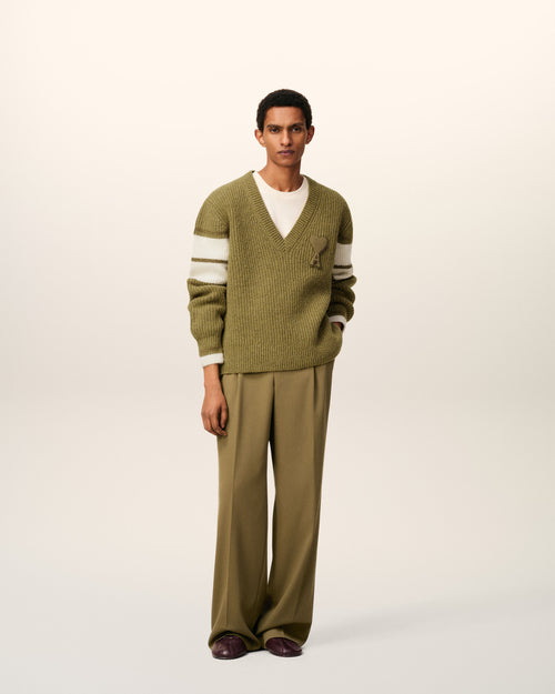 Green Wool College Sweater - 1 - Ami Paris