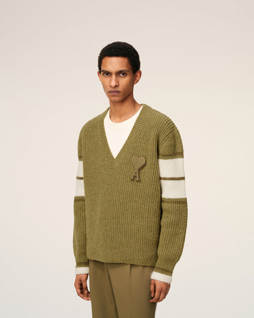 Green Wool College Sweater - 3 - Ami Paris