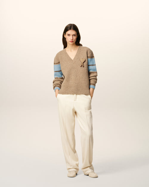                             Brown Wool College Sweater - 3                         - Ami Paris