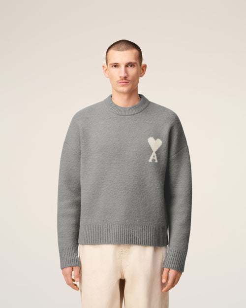 Grey Alpaca Ami De Coeur Crewneck Sweater - 3 - Ami Paris