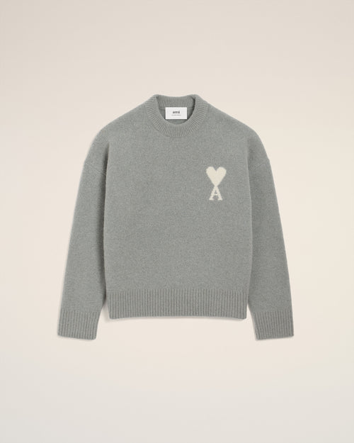 Ami De Coeur Pullover mit Rundhalsausschnitt aus Alpakawolle in Grau - 2 - Ami Paris