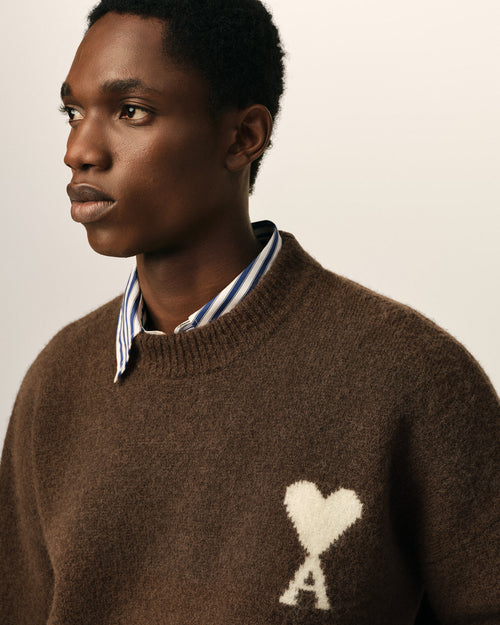 Ami de Coeur Pullover aus braunem Alpakagarn - Herren - 4 - AMI Paris - Ami Paris