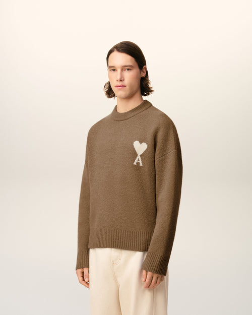 Brown Alpaca Ami De Coeur Crewneck Sweater - 6 - Ami Paris