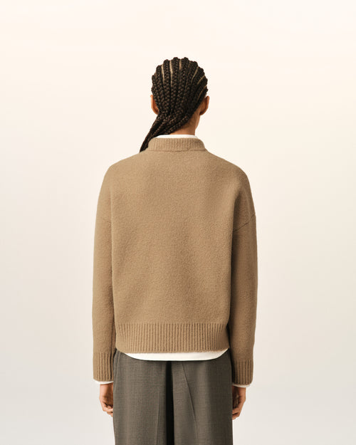 Beige crewneck alpaca sweater with Ami de Coeur - Woman - 11 - AMI Paris - Ami Paris