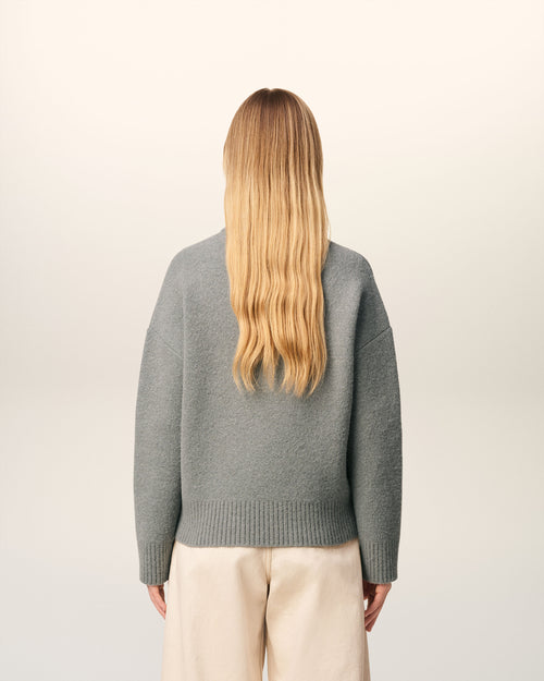 Grey Alpaca Ami De Coeur Crewneck Sweater - 11 - Ami Paris