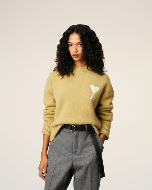 Yellow  Alpaca Ami De Coeur Crewneck Sweater - 9 - Ami Paris