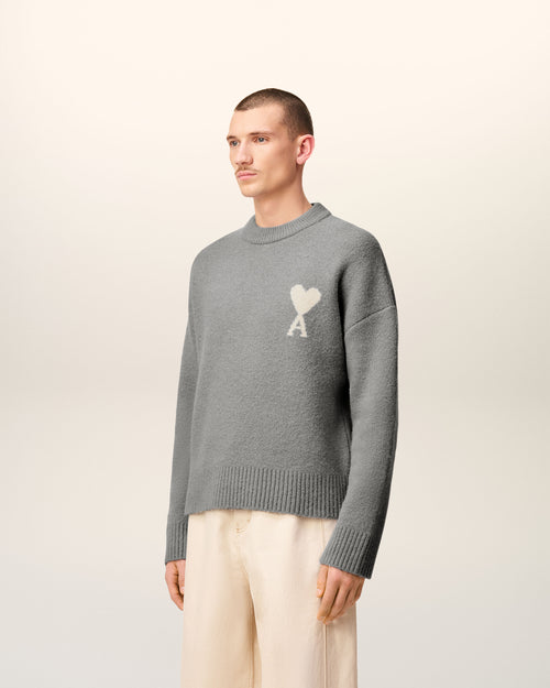 Grey Alpaca Ami De Coeur Crewneck Sweater - 6 - Ami Paris