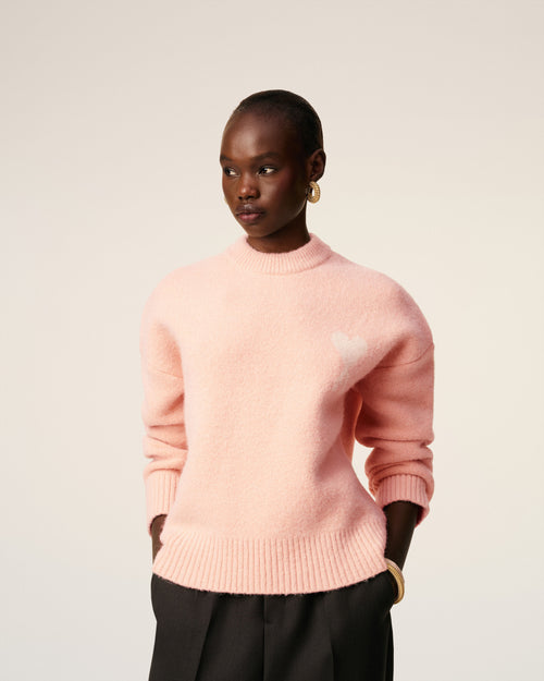 Pink Alpaca Ami De Coeur Crewneck Sweater - 9 - Ami Paris