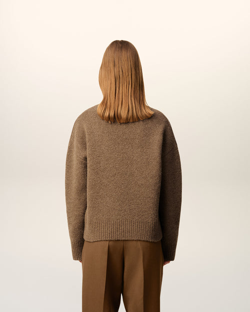 Brown Alpaca Ami De Coeur Crewneck Sweater - 11 - Ami Paris