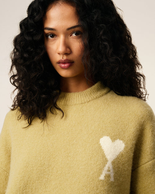 Yellow  Alpaca Ami De Coeur Crewneck Sweater - 10 - Ami Paris