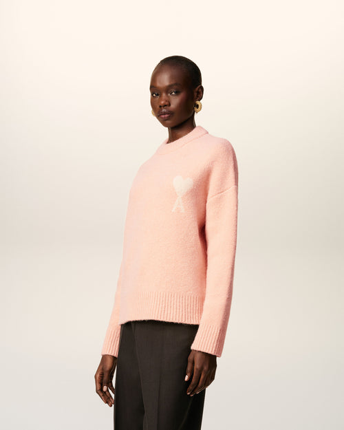 Pink Alpaca Ami De Coeur Crewneck Sweater - 12 - Ami Paris
