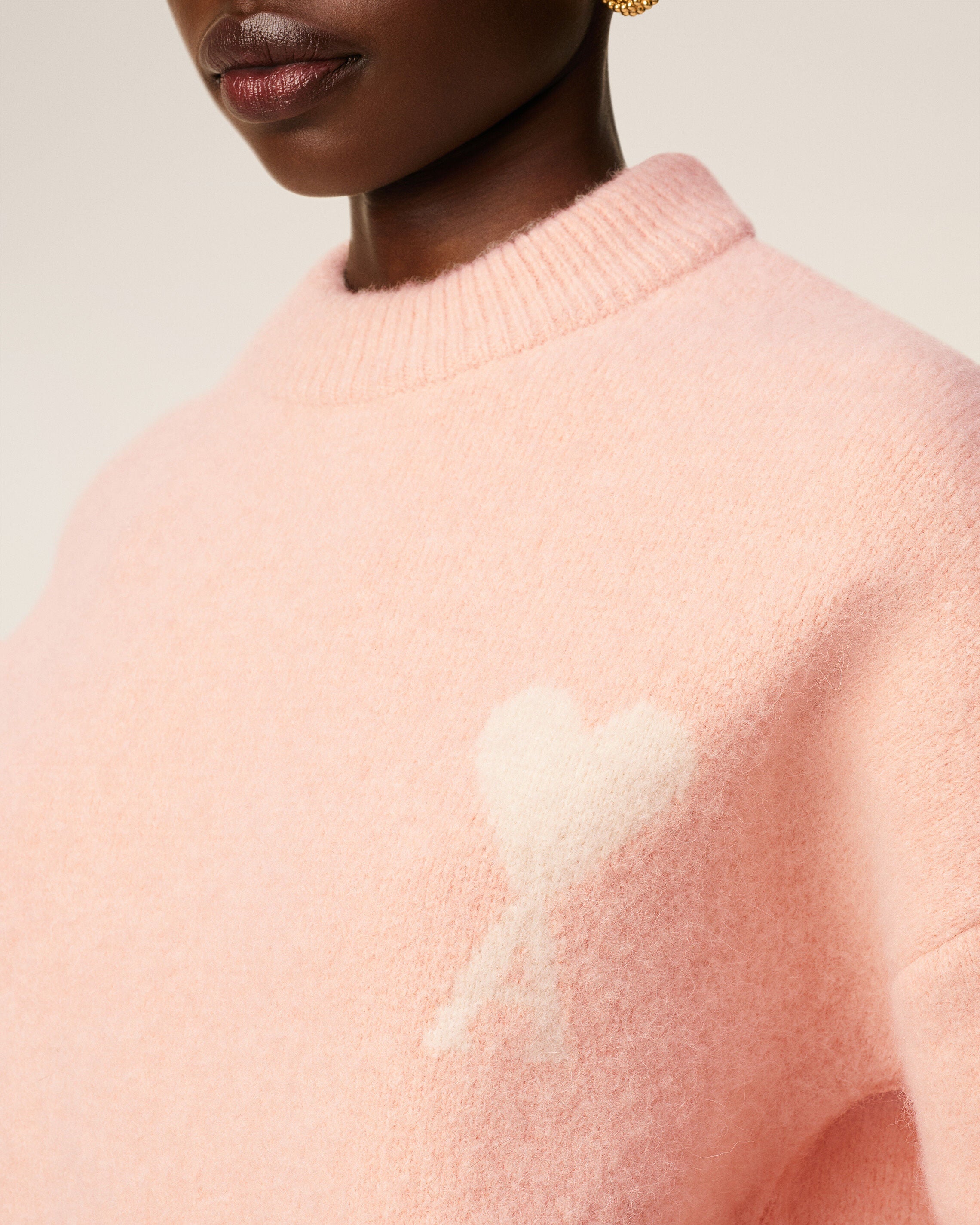 ✩ Ami ✩ Ami V-neck Knitwear, unisex, Beige, Size: 2XL Sweater with logo