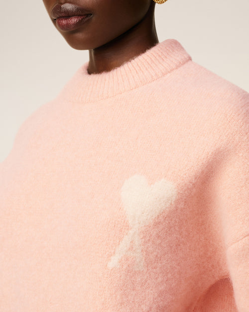 Pink Alpaca Ami De Coeur Crewneck Sweater - 10 - Ami Paris