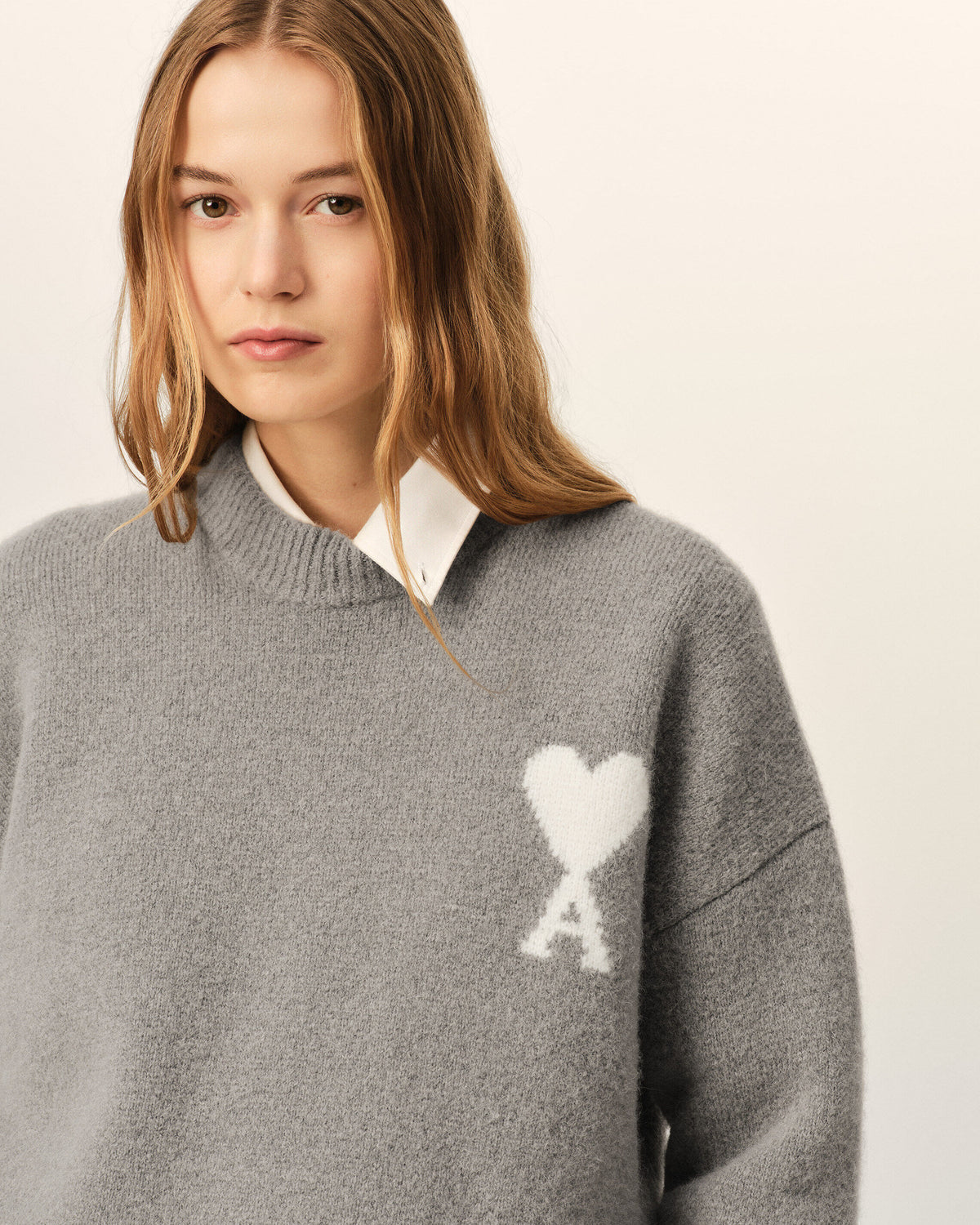 Pull gris en alpaga Ami de Coeur - 10