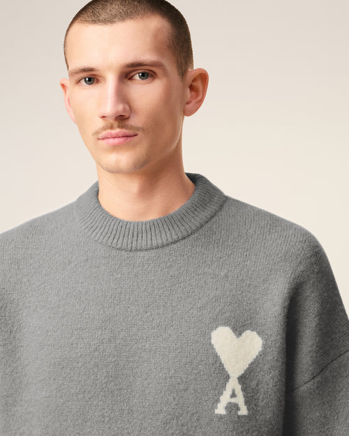 Grey Alpaca Ami De Coeur Crewneck Sweater - 4 - Ami Paris