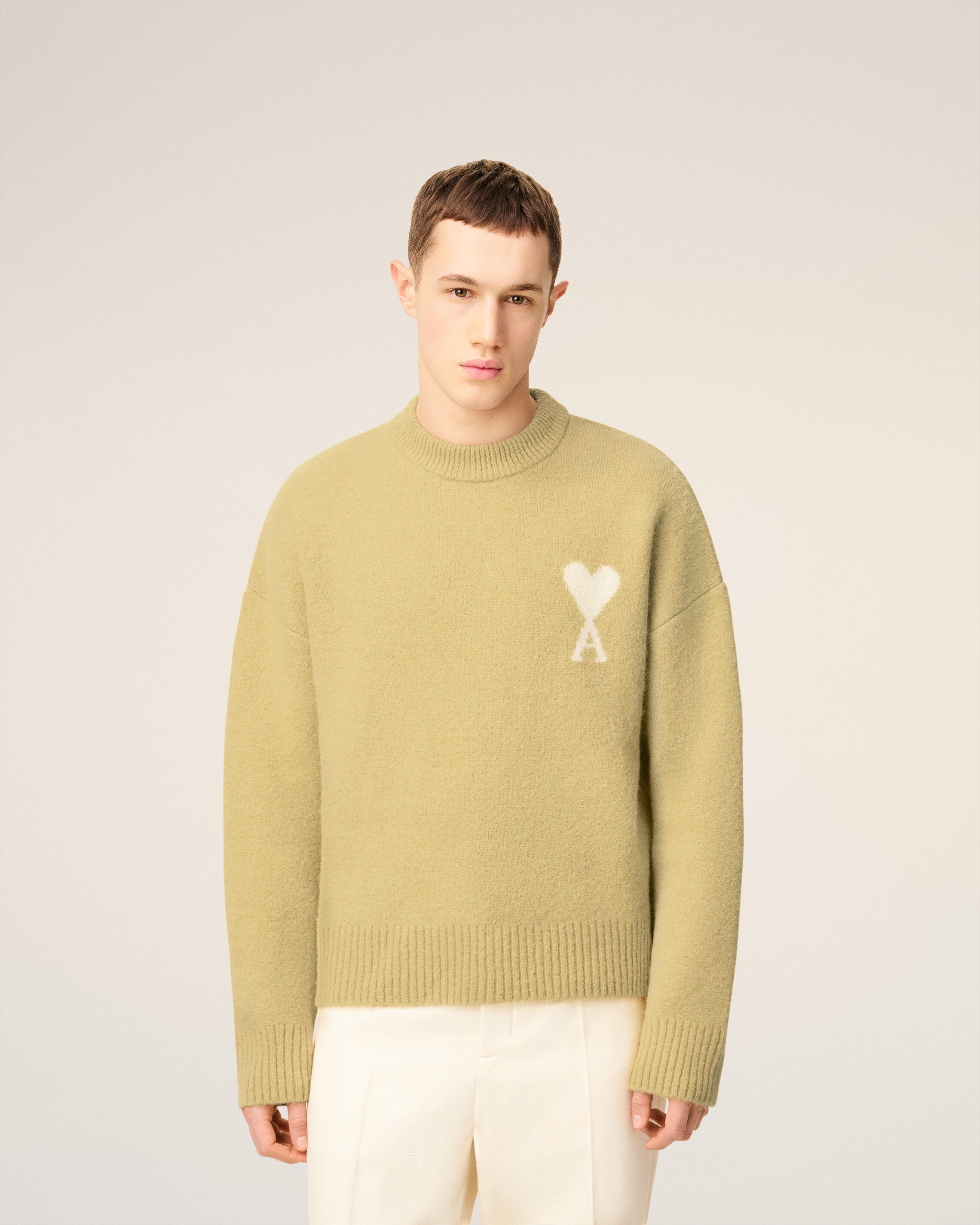 イエロー アルパカ Ami De Coeur クルーネック セーター ライム