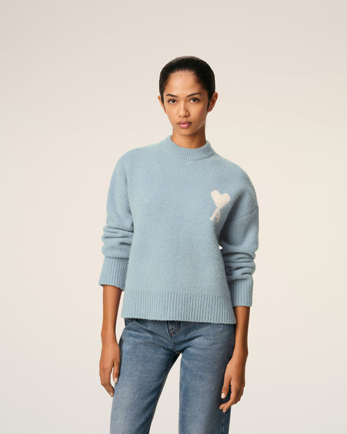 Blue Alpaca Ami De Coeur Crewneck Sweater - 9 - Ami Paris