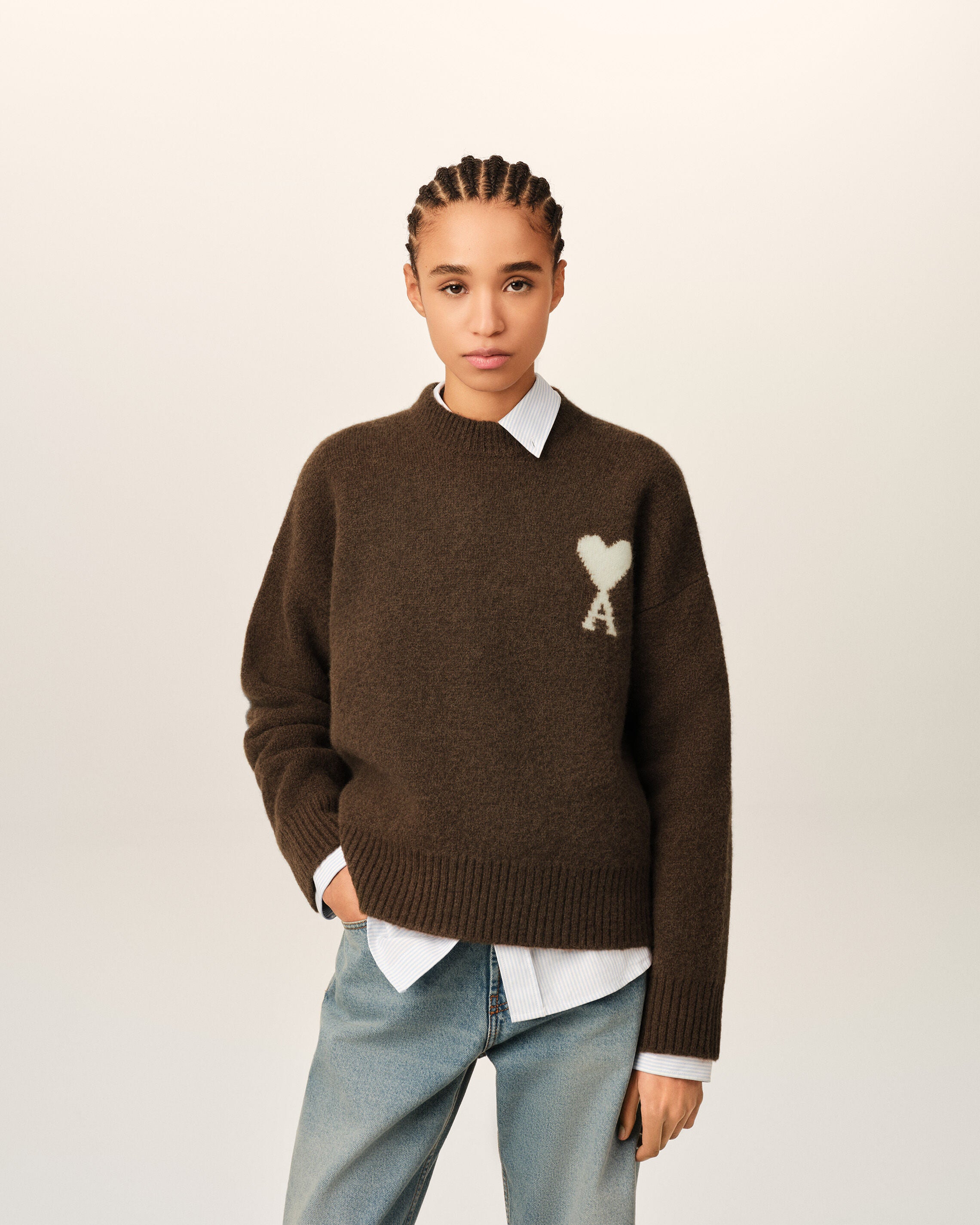 Ami de Coeur Pullover aus braunem Alpakagarn - 8