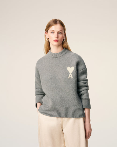 Grey Alpaca Ami De Coeur Crewneck Sweater - 9 - Ami Paris
