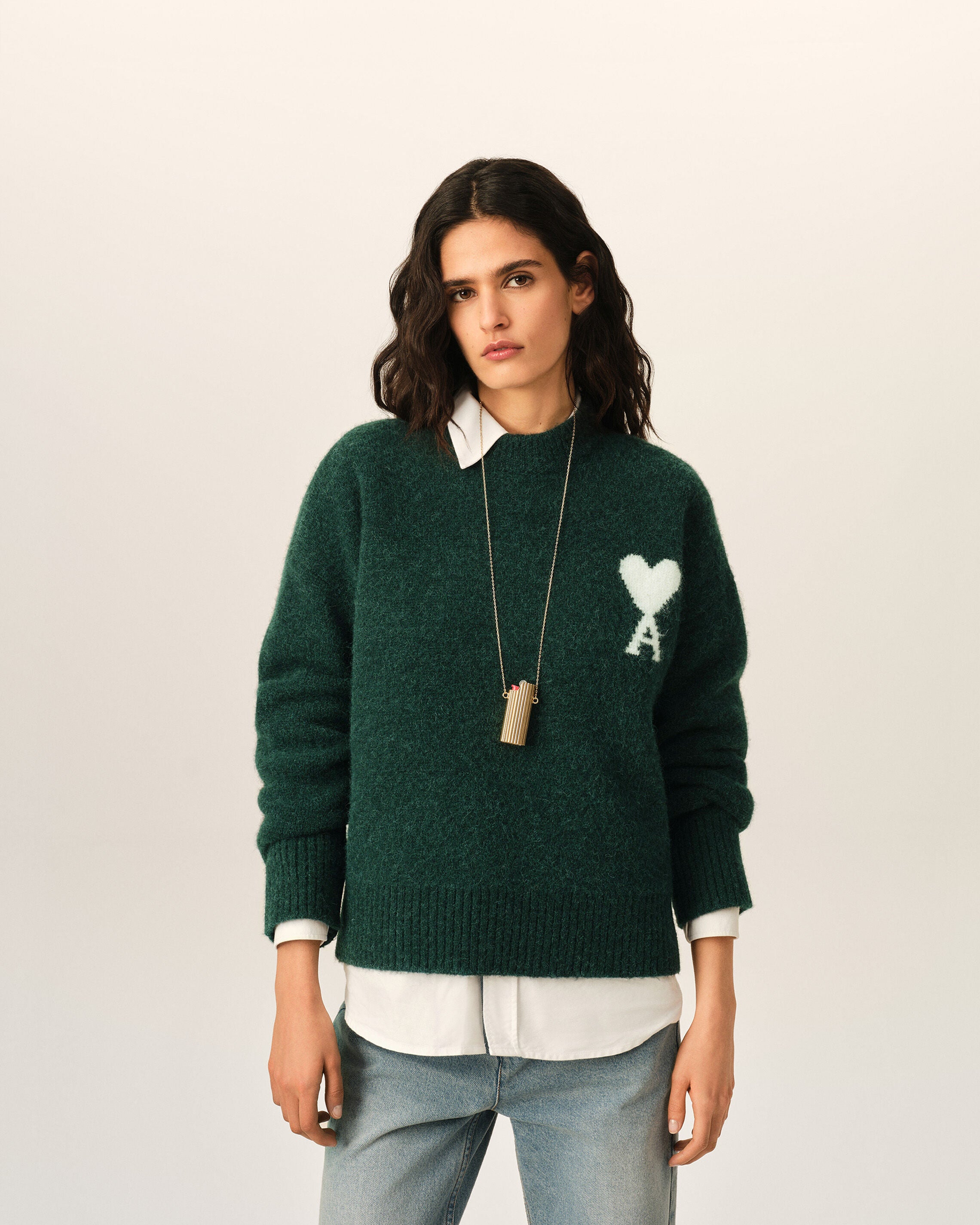 Pull vert en alpaga Ami de Coeur - 8