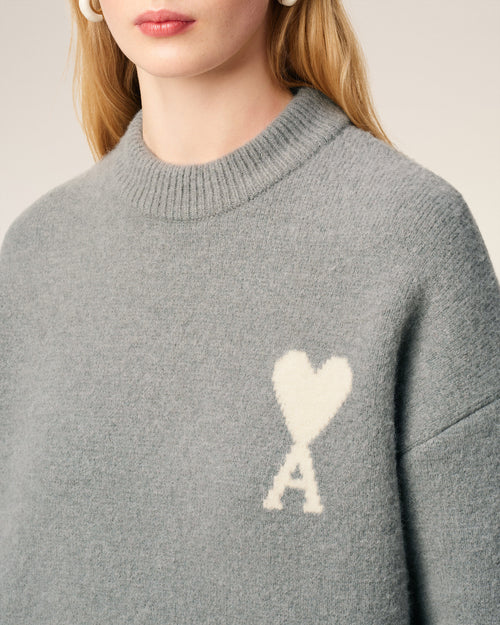 Grey Alpaca Ami De Coeur Crewneck Sweater - 10 - Ami Paris