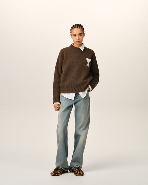 Ami de Coeur Pullover aus braunem Alpakagarn - Damen - 9 - AMI Paris - Ami Paris