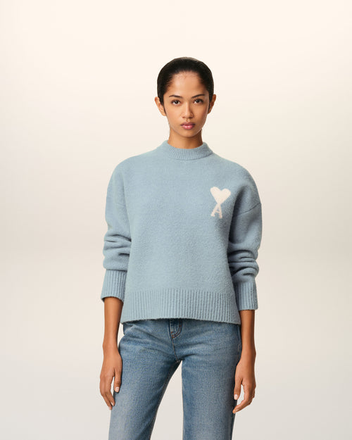                             Blue Alpaca Ami De Coeur Crewneck Sweater - 3                         - Ami Paris