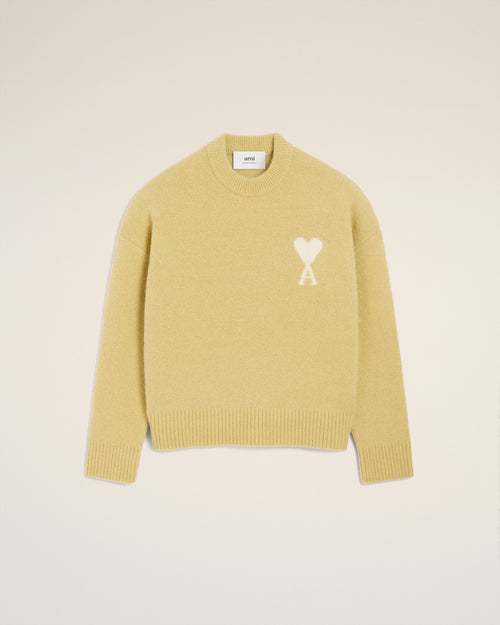 Ami De Coeur Pullover mit Rundhalsausschnitt aus Alpakawolle in Gelb - 2 - Ami Paris