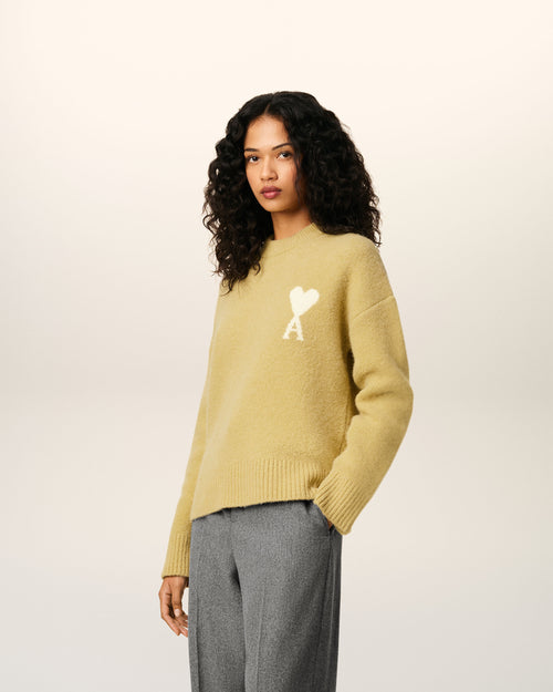 Yellow  Alpaca Ami De Coeur Crewneck Sweater - 12 - Ami Paris