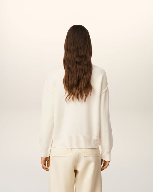 White Wool Ami De Coeur Crewneck Sweater - 12 - Ami Paris
