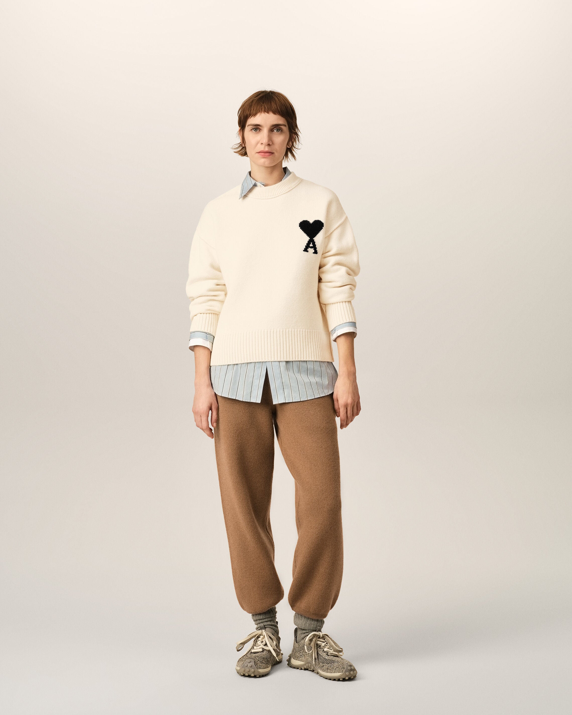 White Wool Ami De Coeur Crewneck Sweater - 9