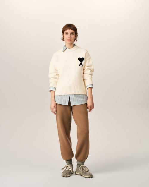 White Wool Ami De Coeur Crewneck Sweater - Woman - 9 - AMI Paris - Ami Paris