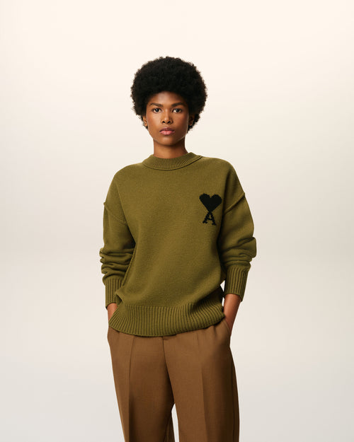 Green Wool Ami De Coeur Crewneck Sweater - 4 - Ami Paris